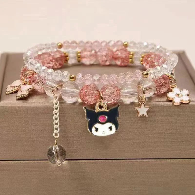 1PCS Kawaii Sanrio Kuromi & My Melody Crystal Beads Bracelet - Image 8
