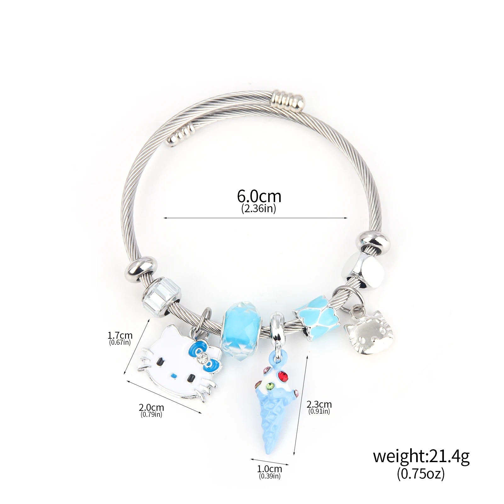 Cute Girl Sanrio Pink Hello Kitty Enamel Bracelet - Image 6