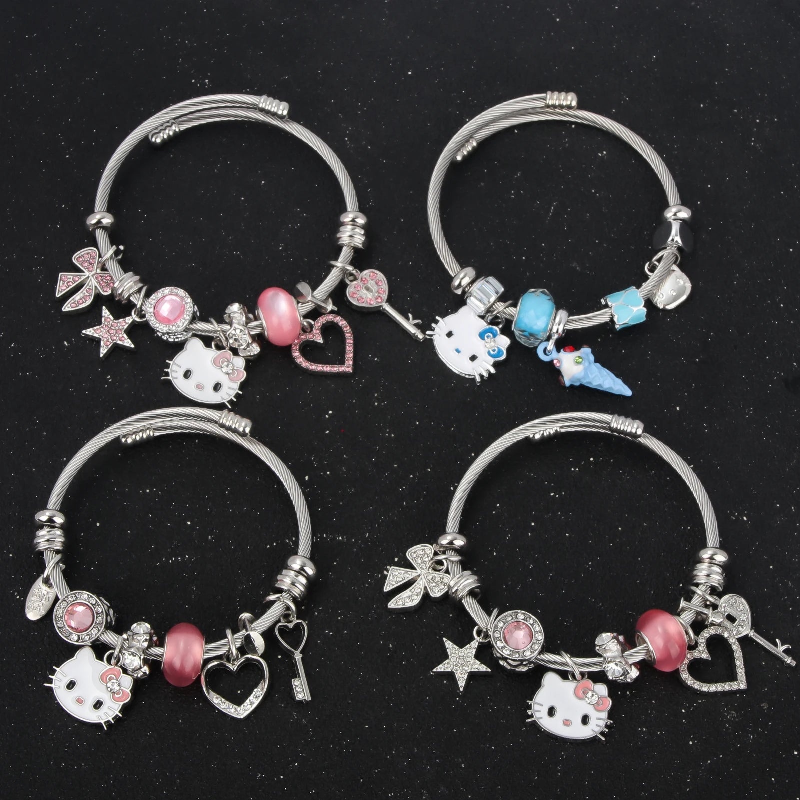 Cute Girl Sanrio Pink Hello Kitty Enamel Bracelet