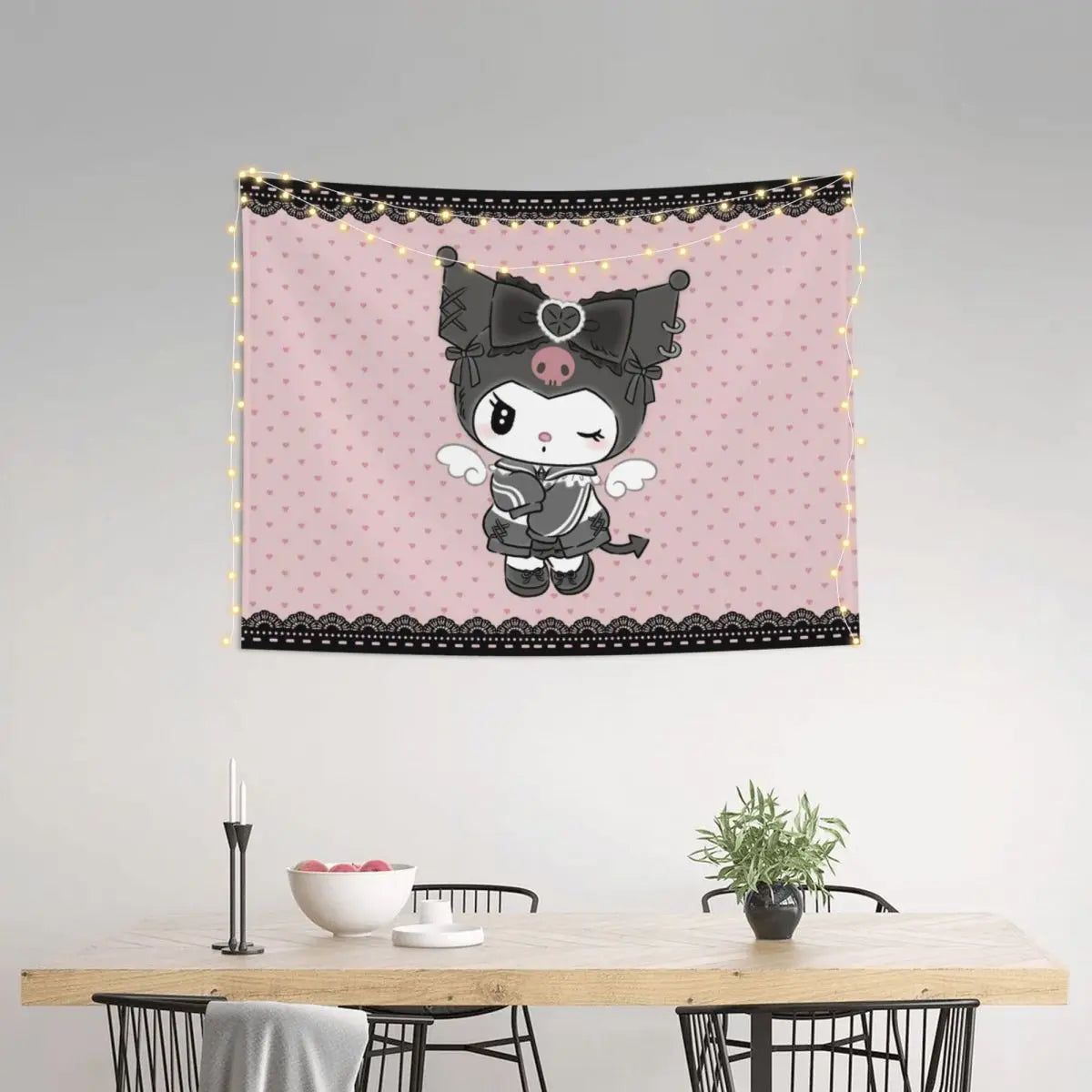 Custom Melody Kuromi Cartoon Anime Hippie Tapestry - Image 3