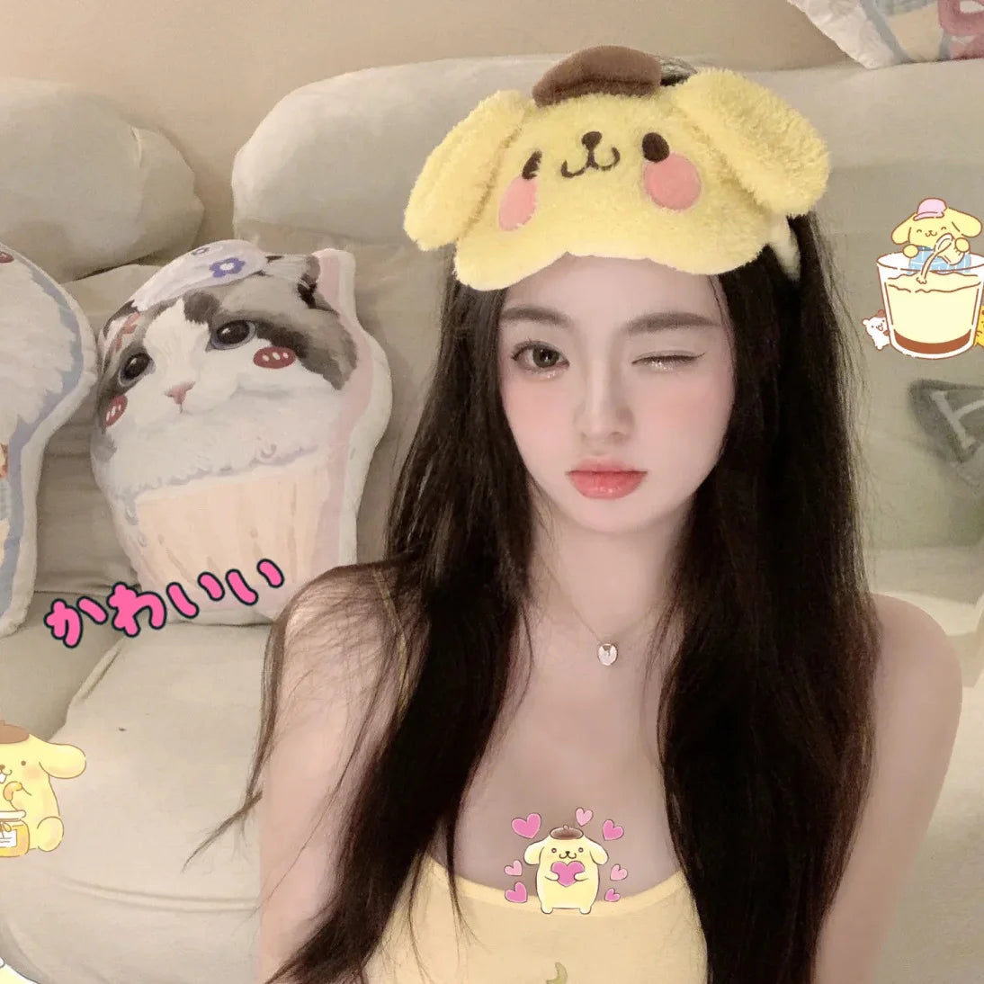 New Kawaii Sanrio Cinnamoroll Plush Eye Mask - Image 9