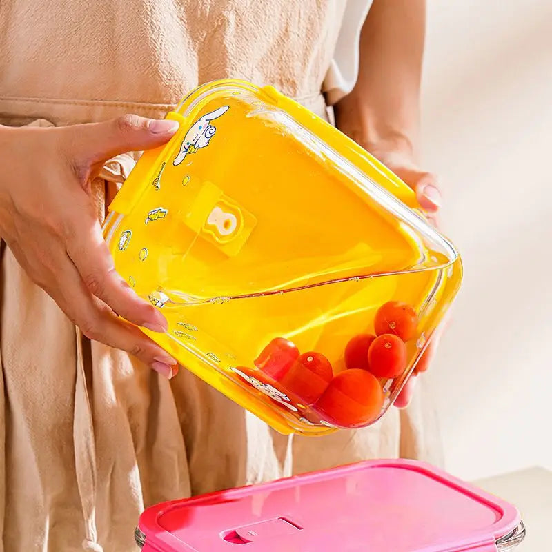 Sanrio Cartoon Kuromi, Hello Kitty & Cinnamoroll Anime Glass Lunch Box - Image 3