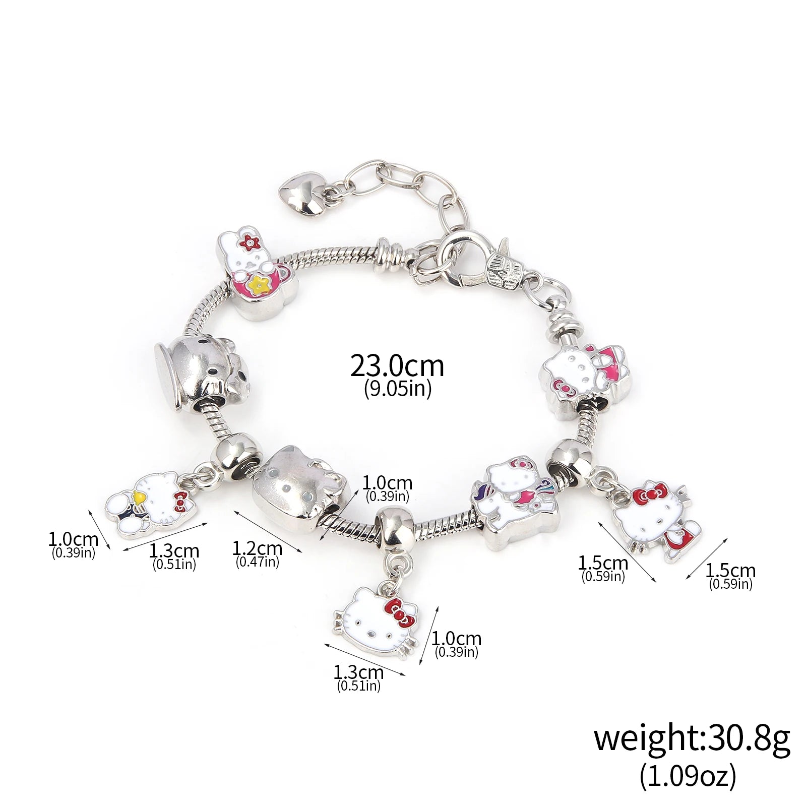 Cute Girl Sanrio Pink Hello Kitty Enamel Bracelet - Image 9