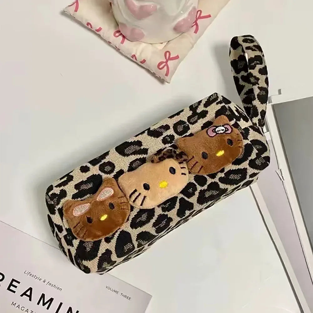 Sanrio Kawaii Hello Kitty Leopard Cosmetic Bag - Image 7