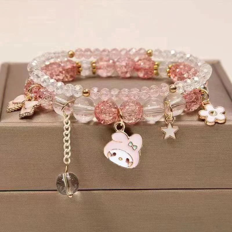 1PCS Kawaii Sanrio Kuromi & My Melody Crystal Beads Bracelet - Image 11
