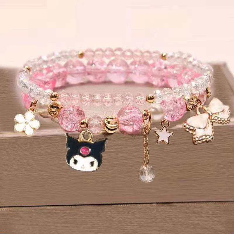 1PCS Kawaii Sanrio Kuromi & My Melody Crystal Beads Bracelet - Image 16